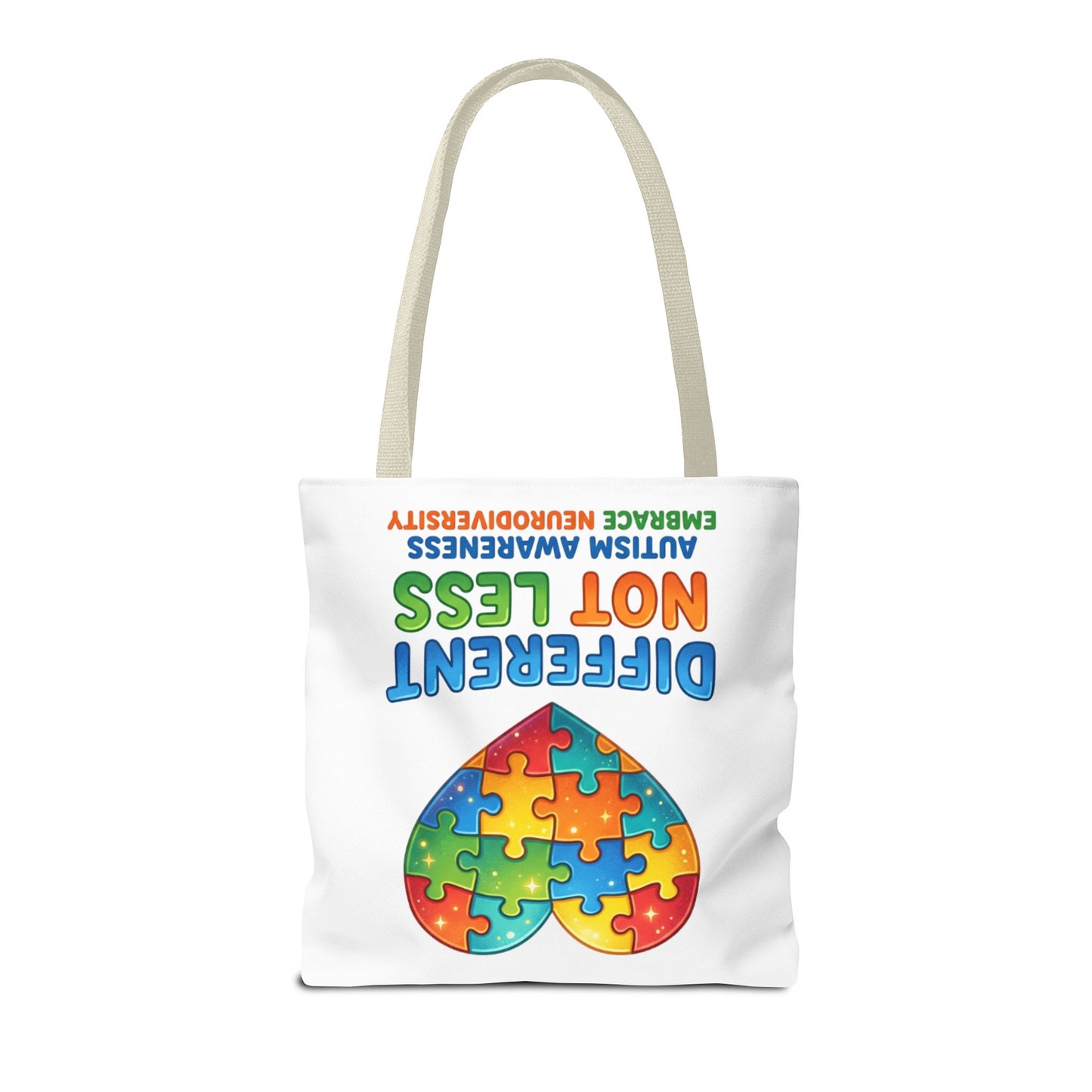 Autism Awareness Tote — "Different Not Less" Puzzle Heart