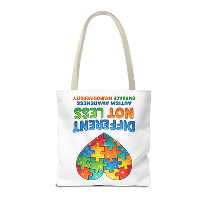 Autism Awareness Tote — "Different Not Less" Puzzle Heart