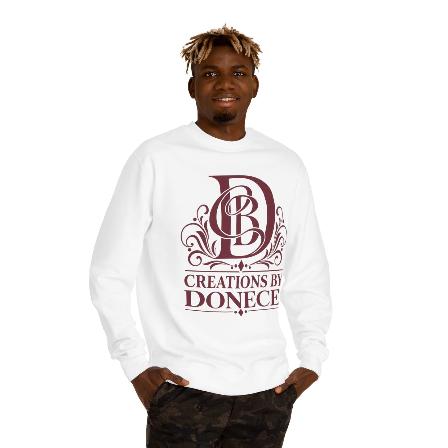 Crewneck Sweatshirt — Creations by Donece™ Burgundy Monogram Logo