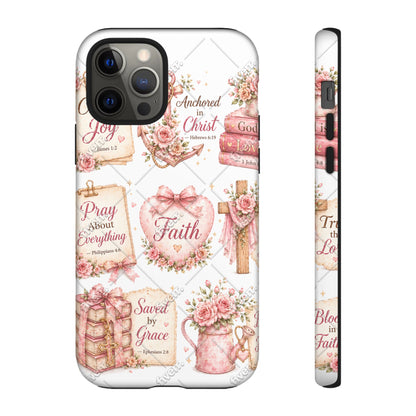 Faith Floral Phone Case – Christian Inspirational Scripture iPhone Cover (Choose Joy, Pray, Faith)