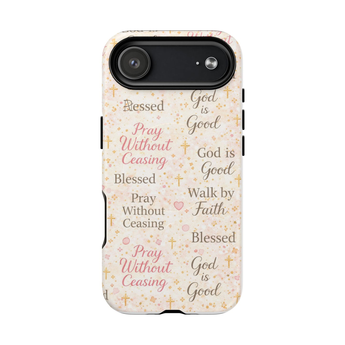 Christian Faith Magnetic Phone Case — "Pray Without Ceasing" Patterned Tough Case