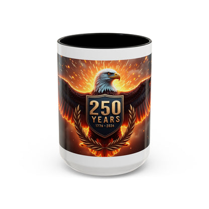 250 Years Eagle Coffee Mug — Patriotic Anniversary Ceramic Accent Mug (11/15oz)