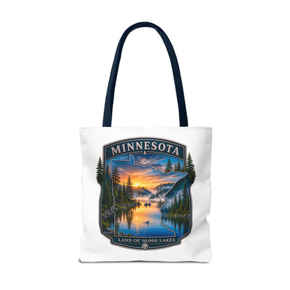 Minnesota Scenic Tote Bag — 'Land of 10,000 Lakes' Sunset Lake Design