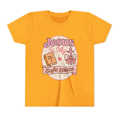 Youth Tee — "Jesus Is My Safe Space" Christian Kids T-Shirt