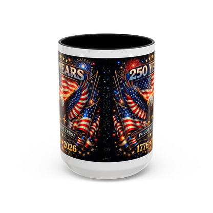 250 Years Patriotic Coffee Mug — In God We Trust 1776–2026