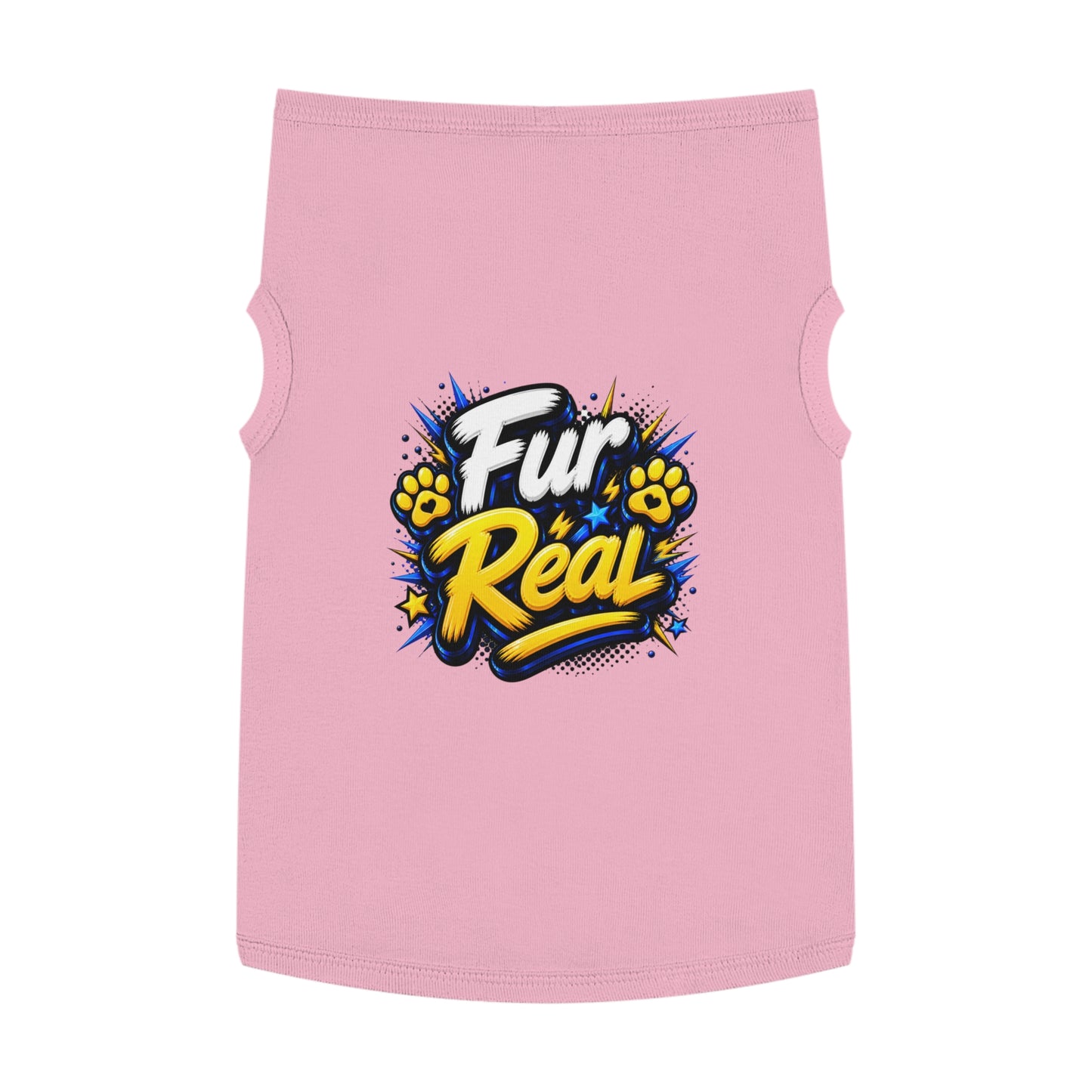 Pet Tank Top - "Fur Real" Graphic Dog & Cat Shirt, Funny Paw Print Pet Tee for Small Dogs & Cats