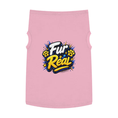 Pet Tank Top - "Fur Real" Graphic Dog & Cat Shirt, Funny Paw Print Pet Tee for Small Dogs & Cats