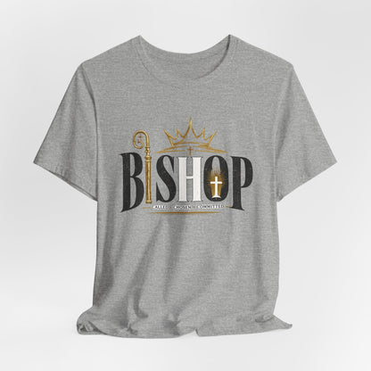 Bishop Graphic Tee — 'BISHOP' Crown & Crosier Church Leadership Shirt