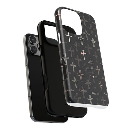 Magnetic Phone Case — Black Crosses "Grace" Protective Cover