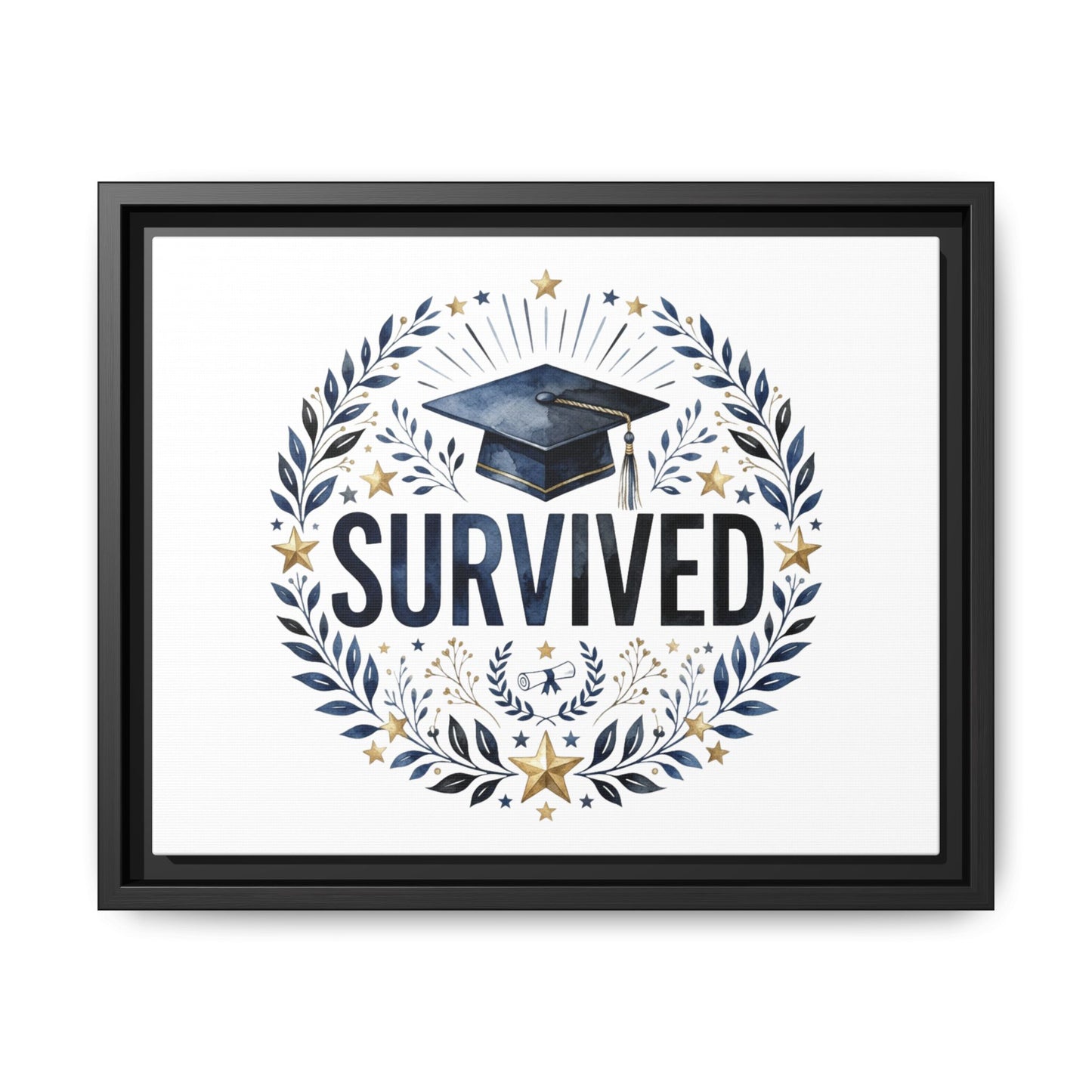 Graduation 'Survived' Framed Canvas Art — Cap & Laurel Keepsake