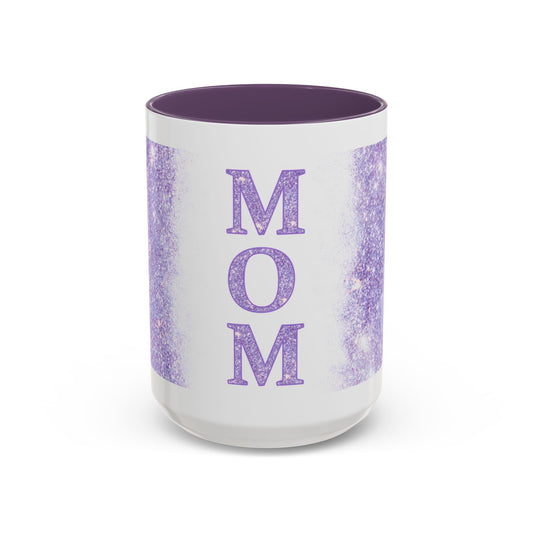 Mom Glitter Accent Coffee Mug – Purple Sparkle Mother's Day Gift (11/15oz)