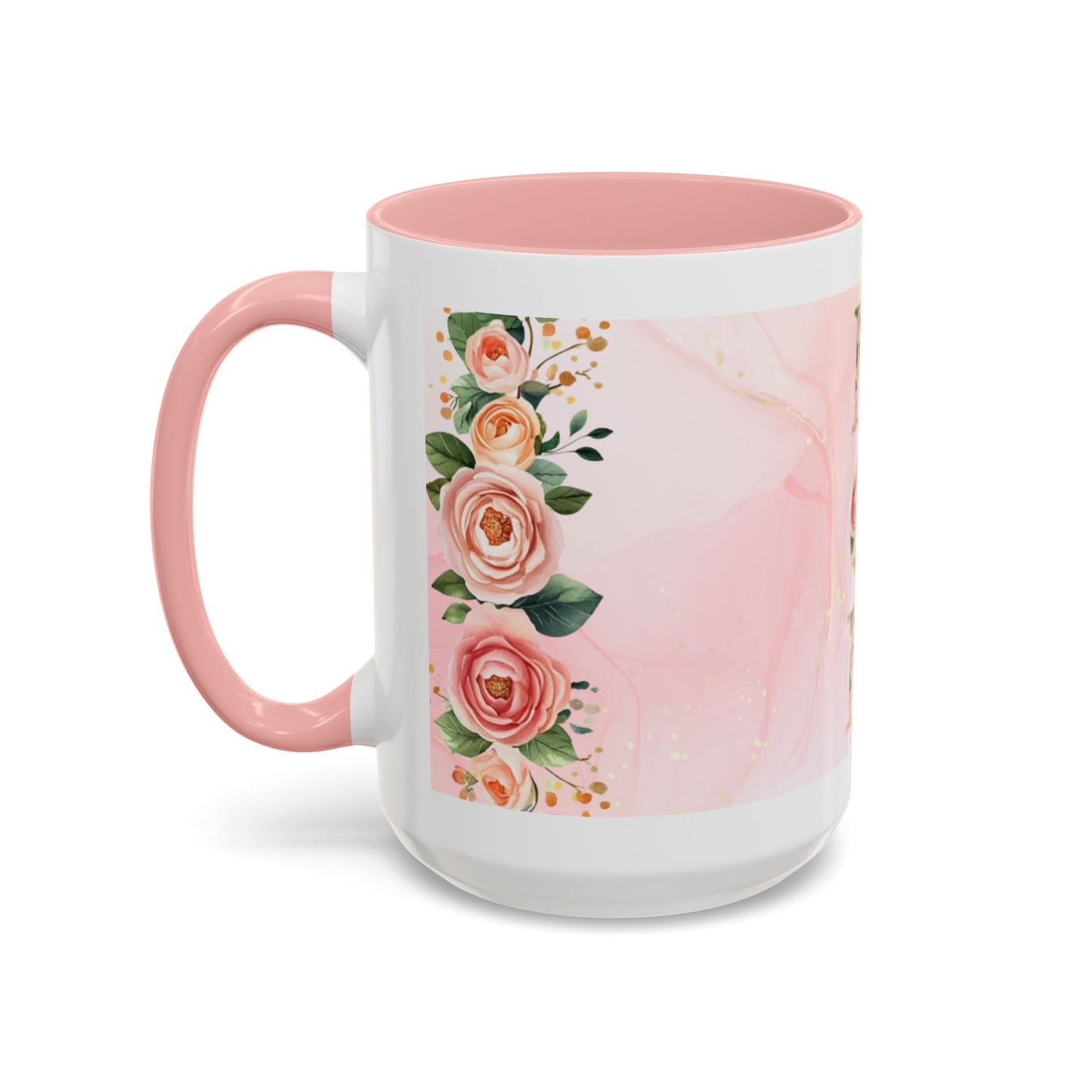 Mom Floral Accent Coffee Mug – Pink Rose Mother's Day Gift (11/15 oz)