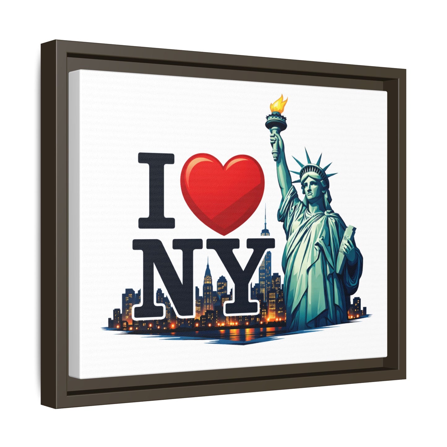 I Love NY Statue of Liberty Matte Framed Canvas
