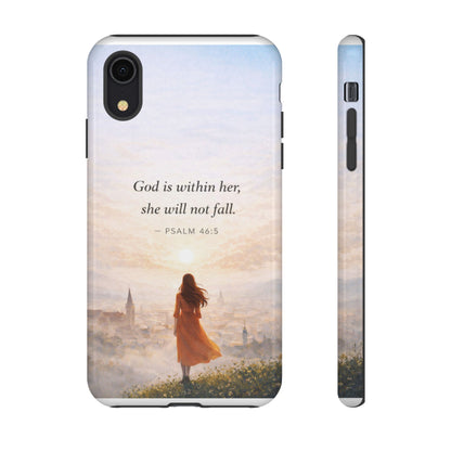 Inspirational Psalm 46:5 Phone Case — 'God is within her, she will not fall' Christian Phone Cover