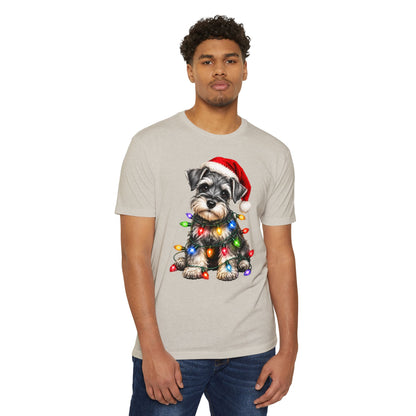 Schnauzer Puppy in Christmas Lights Tee
