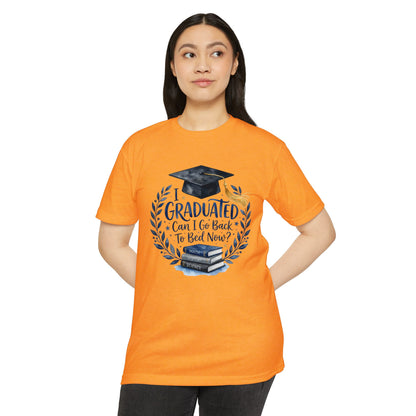 Graduation T-Shirt - "I Graduated, Can I Go Back to Bed Now?" Cap & Books Tee