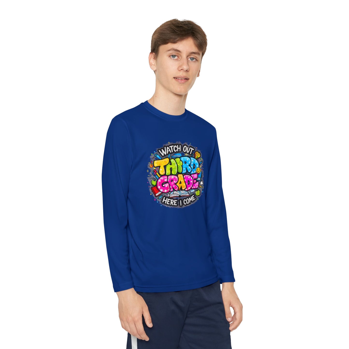 Youth Long Sleeve Tee — "Watch Out Third Grade Here I Come" Back-to-School Shirt