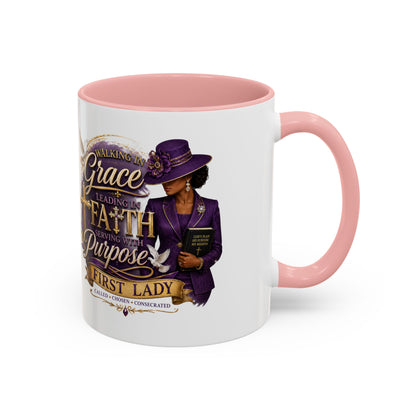 Faith & Purpose Accent Coffee Mug — First Lady Church Design (11/15oz)