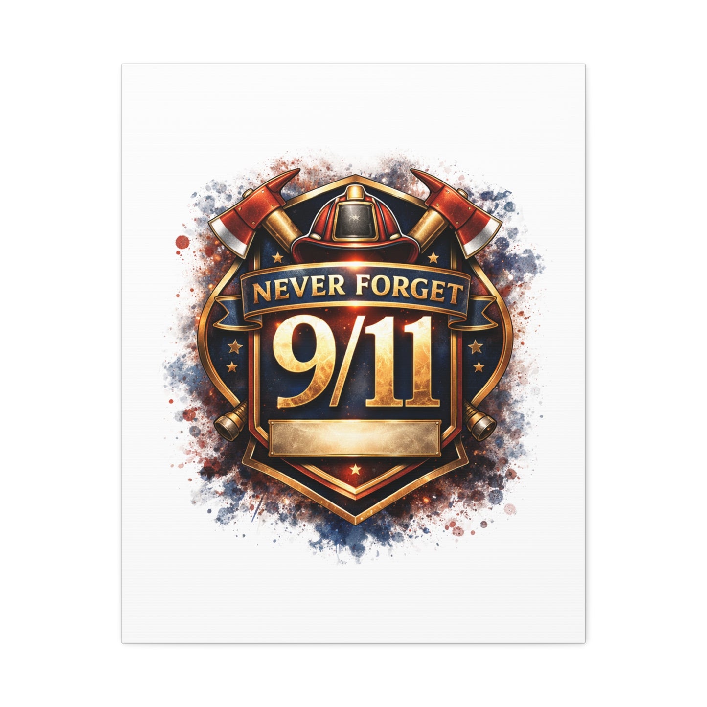 9/11 Never Forget Canvas Print — Firefighter Tribute Stretched Wall Art