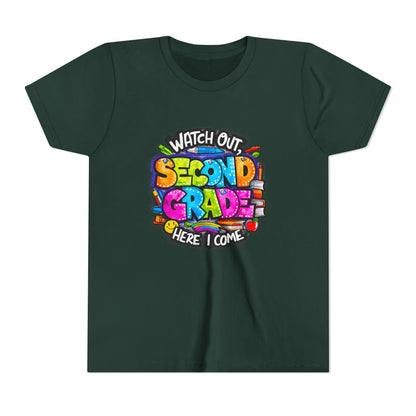 Second Grade Kids Tee - "Watch Out Second Grade Here I Come" Colorful Back-to-School Shirt