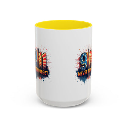 9/11 Never Forget Coffee Mug — Patriotic Memorial Accent Mug