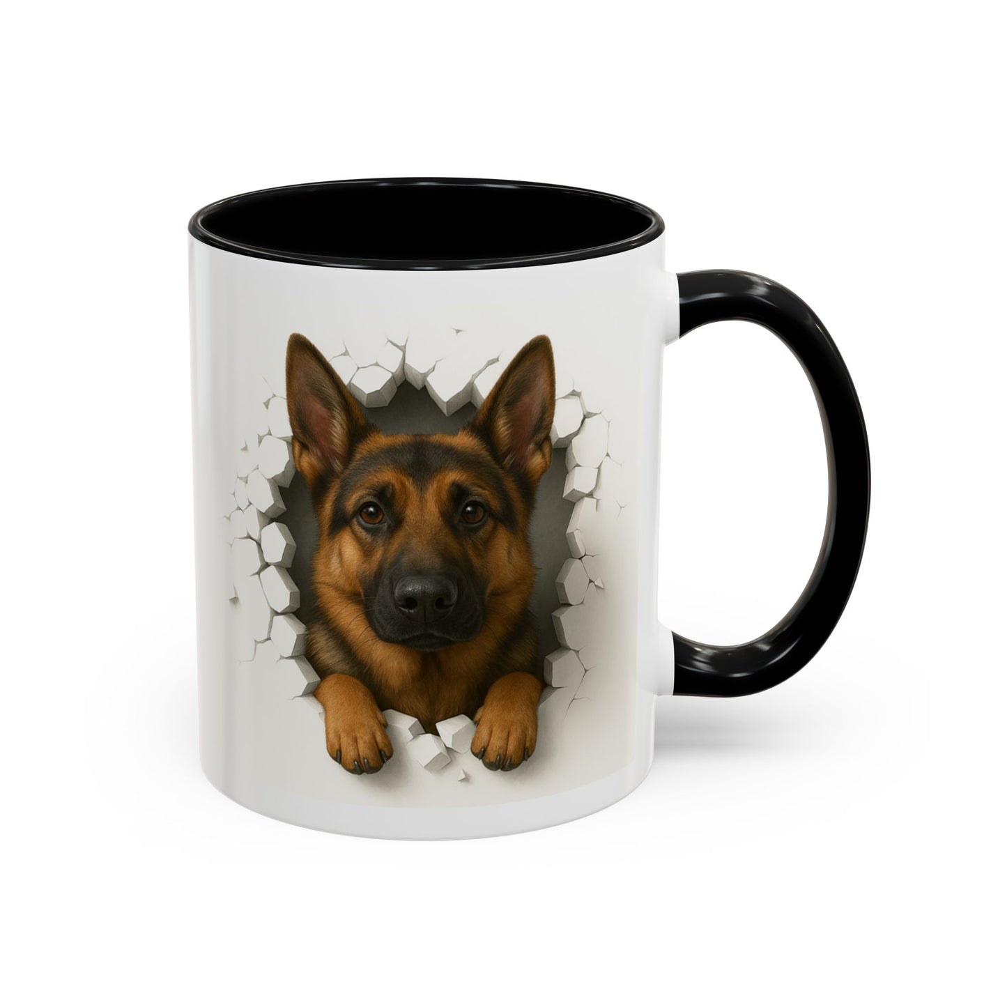 German Shepherd Coffee Mug — "Peek-a-Buddy" Accent Dog Mug (11/15oz)
