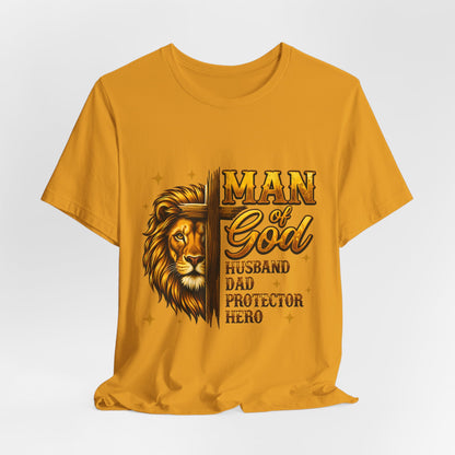 Man of God Lion T-Shirt – Husband, Dad, Protector Christian Tee