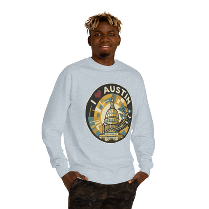 I  Austin Crewneck Sweatshirt — Austin Capitol Retro Graphic