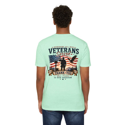 Veterans Served T‑Shirt — Honoring All Who Served, Thank You USA Flag Tribute