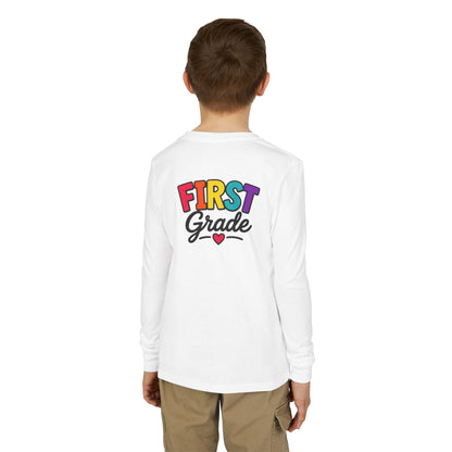 First Grade Kids Long Sleeve Tee — Colorful Back-to-School Shirt