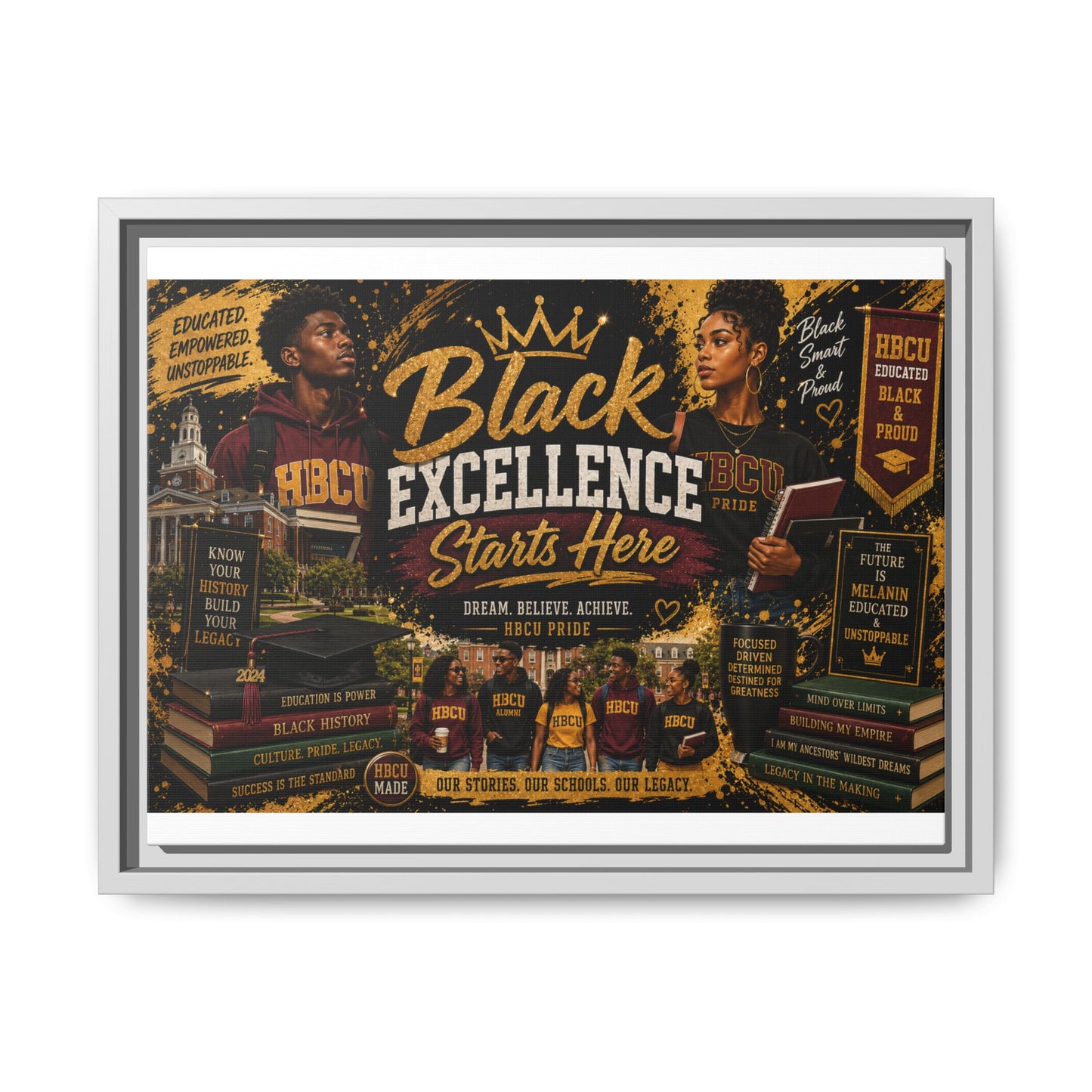 Black Excellence Starts Here Framed Canvas