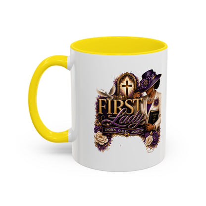 First Lady Church Coffee Mug — Elegant Purple Hat Gospel Tea Cup (11/15oz)