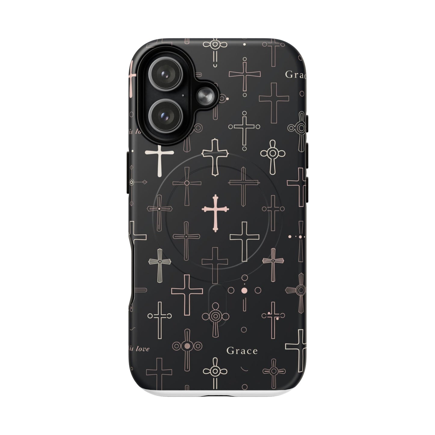 Magnetic Phone Case — Black Crosses "Grace" Protective Cover