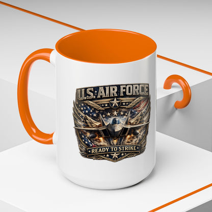 U.S. Air Force Accent Coffee Mug — "Ready to Strike" Military Aviation Gift