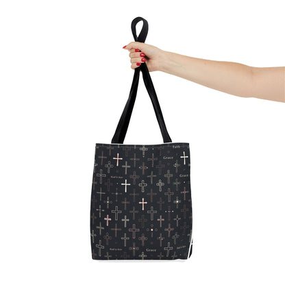 Cross Pattern Tote Bag — Faith & Grace Religious All-Over Print Tote
