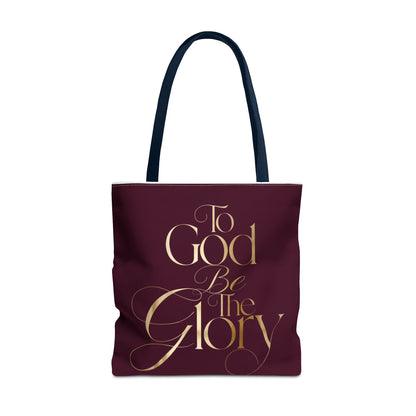 To God Be The Glory Burgundy Tote Bag — Inspirational Christian Scripture Tote
