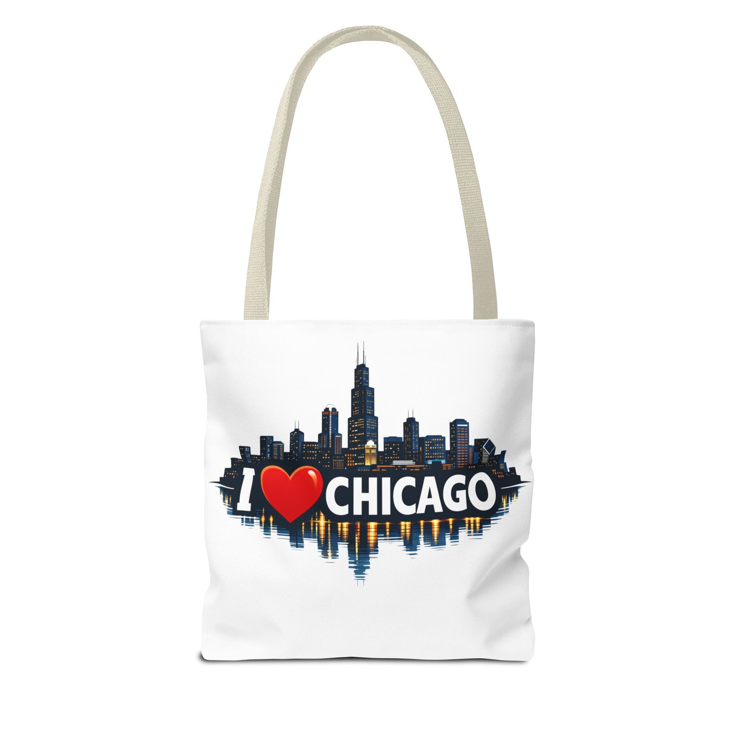 I  Chicago Skyline Tote Bag — Cityscape Reversible All-Over Print Tote