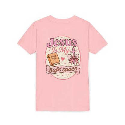 Youth Tee — "Jesus Is My Safe Space" Christian Kids T-Shirt