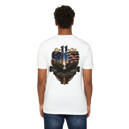 9/11 Memorial T-Shirt — We Will Never Forget American Tribute Tee