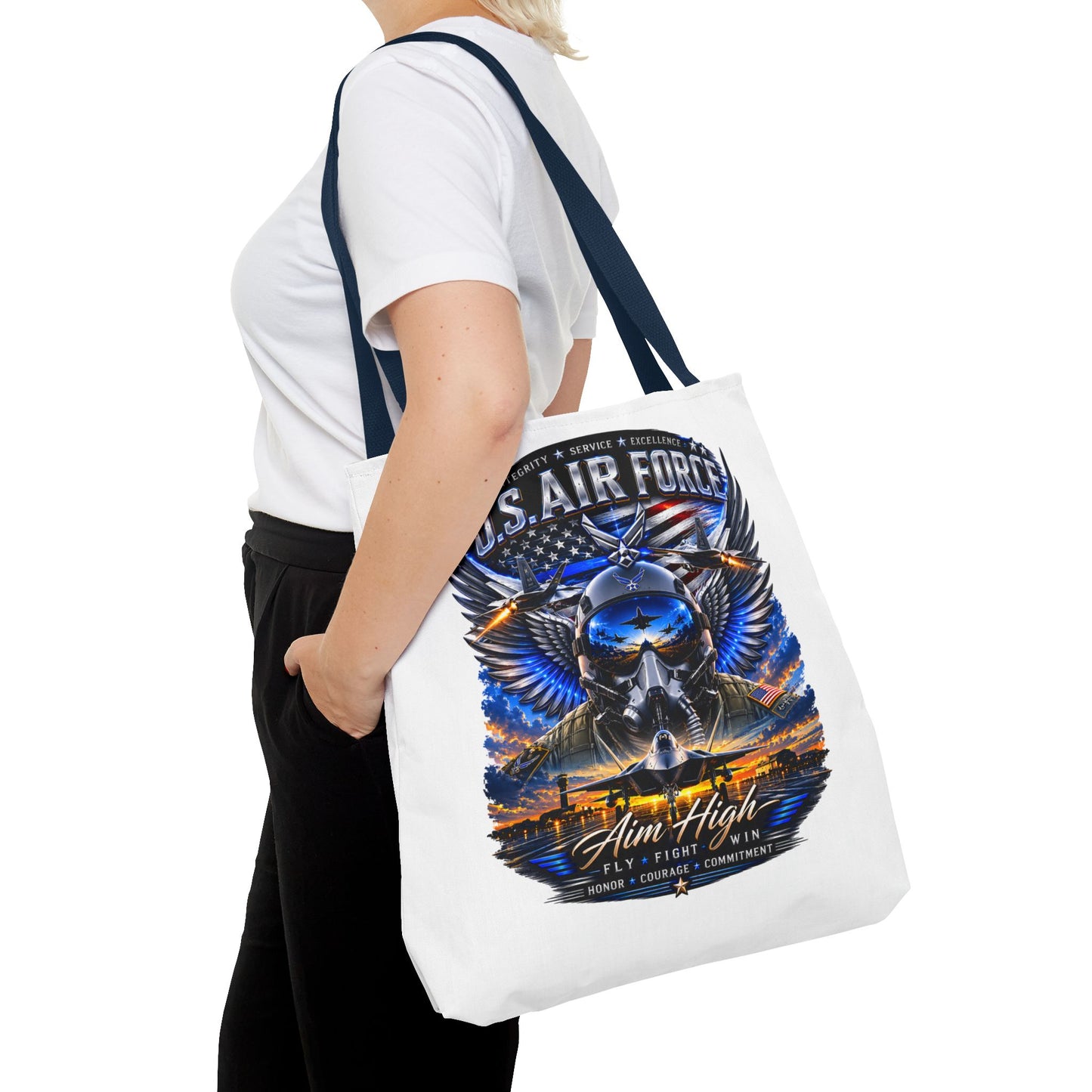 U.S. Air Force Aviator Tote Bag – 'Aim High' Military Pilot Design