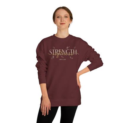 Strength & Softness Sweatshirt — Inspirational Christian Crewneck (Psalm 46:1)