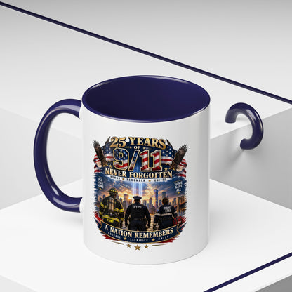 11oz/15oz Coffee Mug — 25 Years of 9/11 Never Forgotten Memorial Design