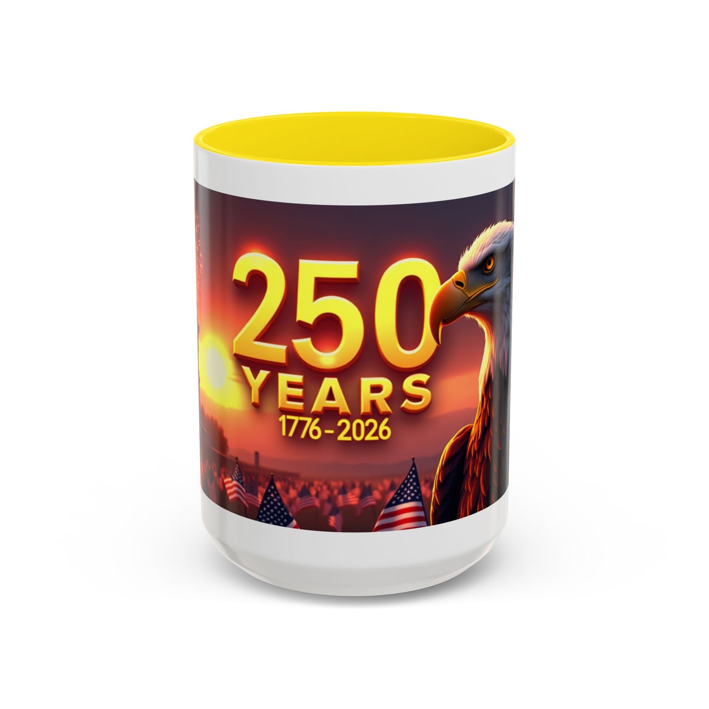 250 Years 1776–2026 Eagle Coffee Mug — Patriotic Anniversary 250th USA Celebration
