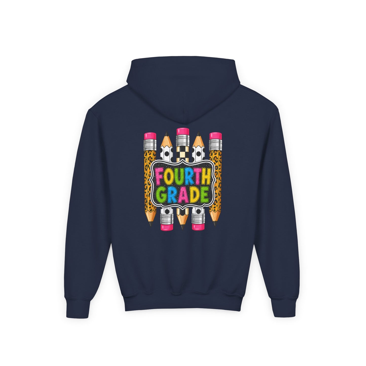 Fourth Grade Kids Hoodie — Colorful Pencil School Sweatshirt