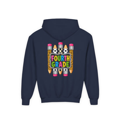 Fourth Grade Kids Hoodie — Colorful Pencil School Sweatshirt