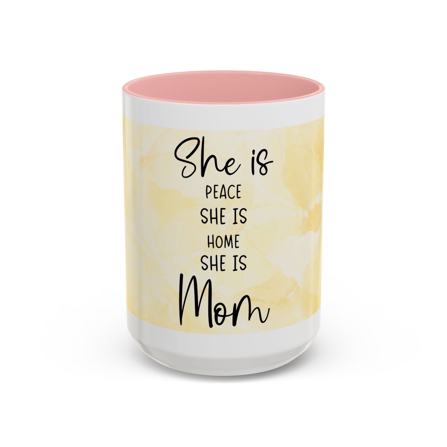 She Is Mom Floral Accent Coffee Mug — 'She is Peace, She is Home' Mother's Day Gift