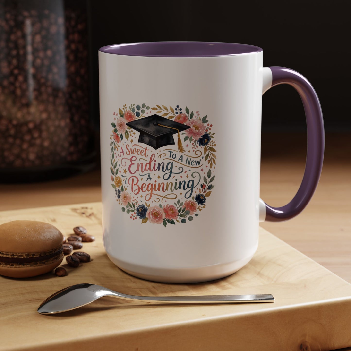 Graduation Floral Coffee Mug — "A Sweet Ending to a New Beginning"