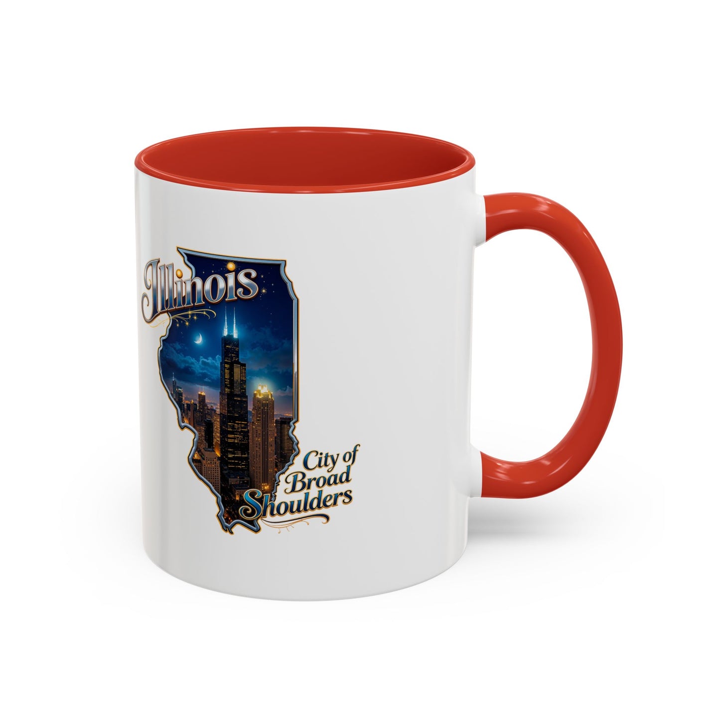Illinois Skyline Accent Coffee Mug – City of Broad Shoulders Chicago Design (11/15oz)