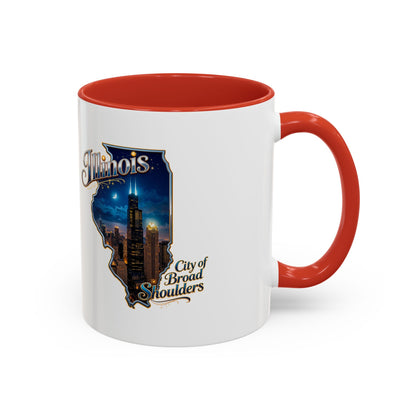 Illinois Skyline Accent Coffee Mug – City of Broad Shoulders Chicago Design (11/15oz)