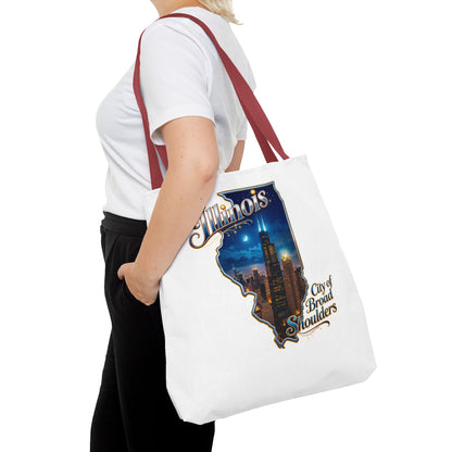 Illinois Skyline Tote Bag — "City of Broad Shoulders" Chicago Night Design